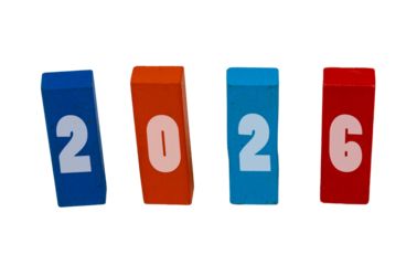 colorful blocks with 2026 number for happy new year concept