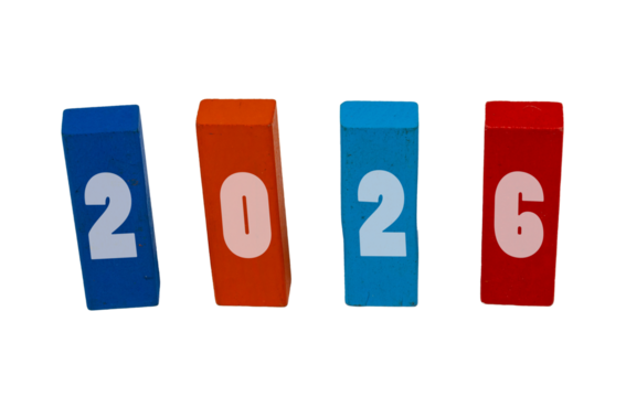 colorful blocks with 2026 number for happy new year concept