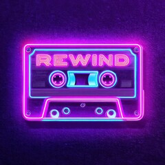 Neon cassette tape graphic