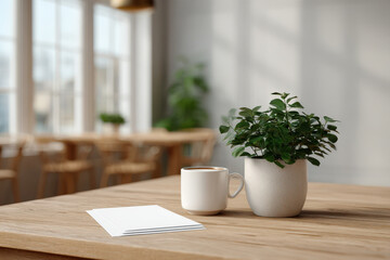 minimalistic health certificate displayed on light wooden table with blurred white text bars overlaid