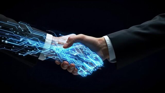 Digital Handshake: Technology Business Partnership Agreement Concept - Powered by Adobe