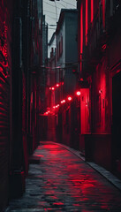 Mysterious Red Light Alley at Night &ndash; Urban Noir Photography