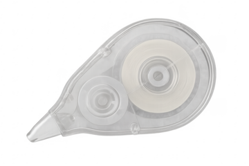Correction tape dispenser on transparent background, office supplies for editing documents