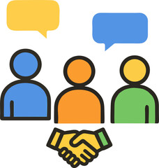 Teamwork and Communication Icon with Handshake