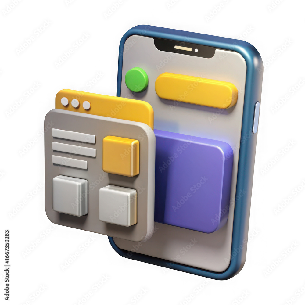 Poster 3d smartphone ui elements isolated on transparent background