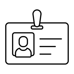 ID Card Business Office Broken Line Icon, Minimalist Outline Vector Symbol for Employee Badge, Corporate Identity, Staff Access, Office Work, Security and Business Pack