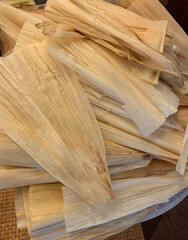 Soaked Corn Husks for Making Tamales.