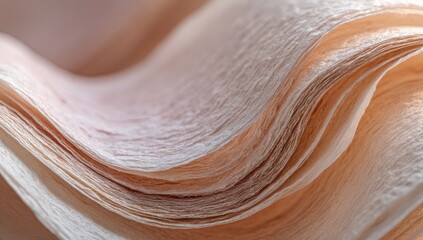 Soft Peach Paper Napkins, Close-up, Abstract Wave, Studio