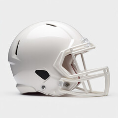 Fototapeta premium A shiny silver american football helmet isolated on white background