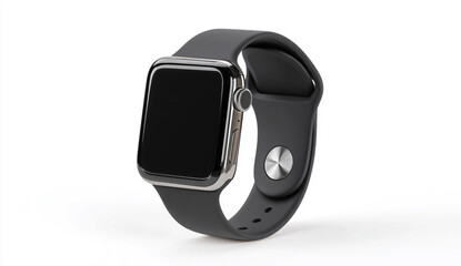 Modern dark gray fitness tracker smartwatch with a sleek metallic bezel isolated on white background