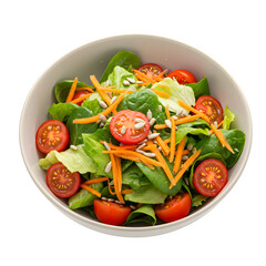fresh salad in a bowl isolated on white or transparent background, PNG format.