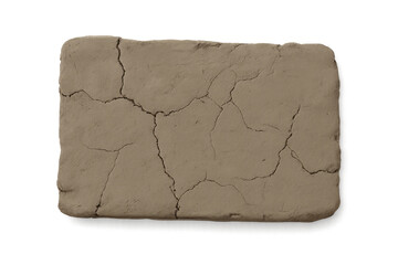 Cracked clay tablet isolated on transparent background representing ancient history