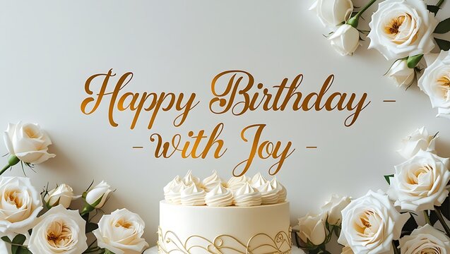 Celebrate a Happy Birthday with joy featuring cake, flowers, and warm wishes for memorable events - Powered by Adobe