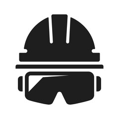protective helmet and glasses flat vector icon