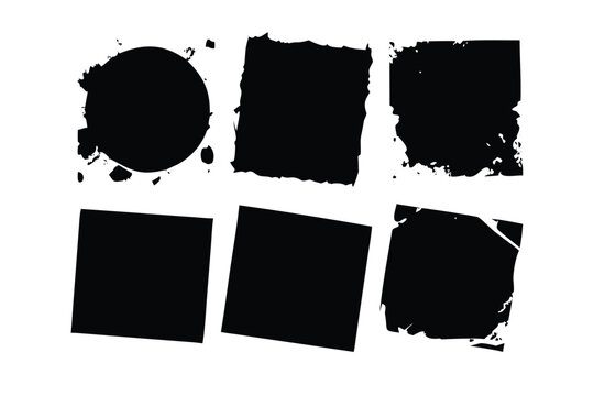 Vector Grunge Photo Mask Set. Distressed Shapes and Frames for Poster Overlays