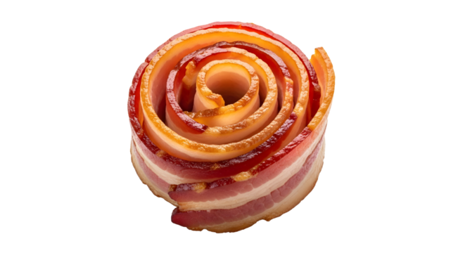 Bacon rose on black background on transparent background