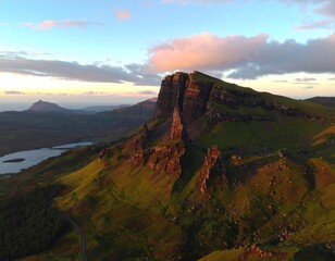 Majestic mountain range at sunrise