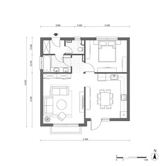 Detailed Architectural Floor Plan for Modern Apartment Layout with Room Dimensions