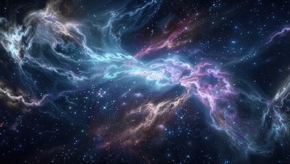 Cosmic Nebula Celestial swirls in deep space, stars background, science fiction backdrop