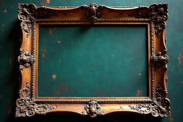 Massive carved wooden frame, aged baroque design , massive, detail