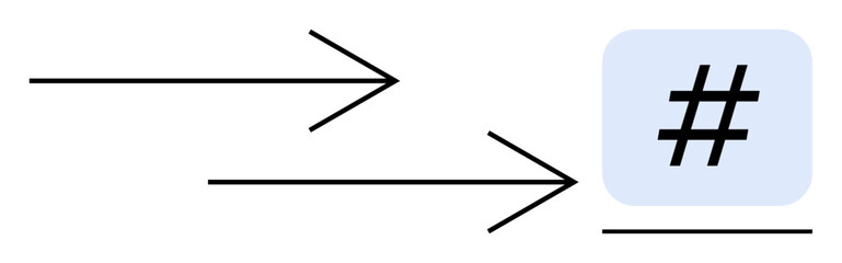 Two bold arrows pointing toward a blue square with a metadata tag, symbolizing flow, focus, and problem-solving. Ideal for teamwork, productivity, efficiency, strategy, solutions innovation simple