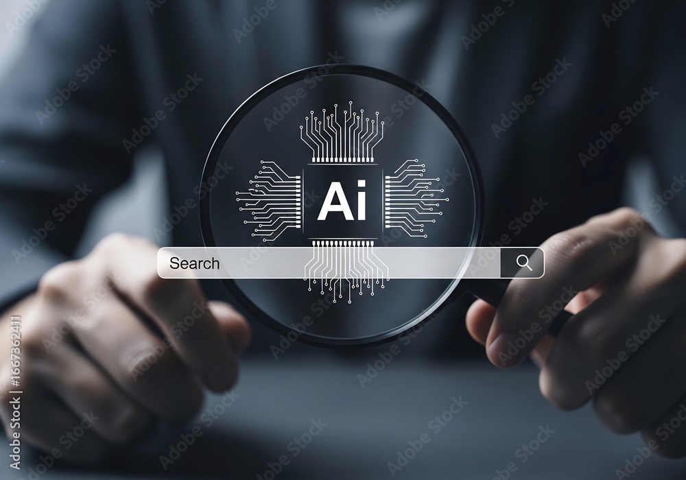 Poster utilizing ai technology for business growth in a digital workspace environment