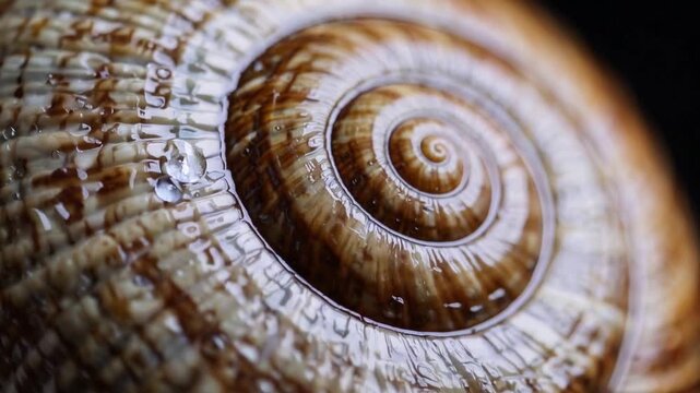 Close-up view of a beautiful spiral shell highlighting intricate patterns and textures found on the beach
