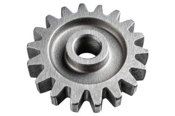 A metal gear with a hole in the middle