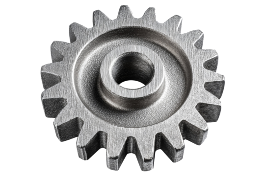 A metal gear with a hole in the middle