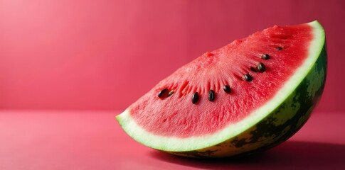 Deep pink watermelon flesh, seeds visible, glossy surface, seeds, organic