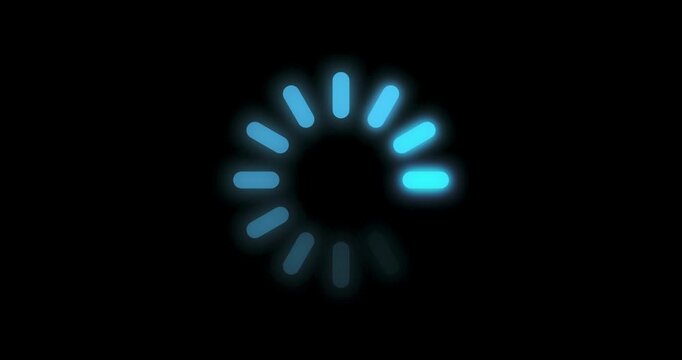Loading progress circle glowing bar looping cycling animation on black background.
