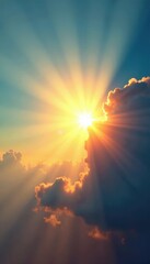 Abstract sunburst, hazy summer sky, sunny day, nature's glow , summer, vivid