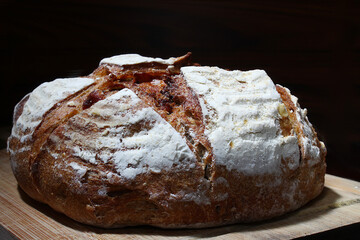 Rustic bread. Low key food photography.