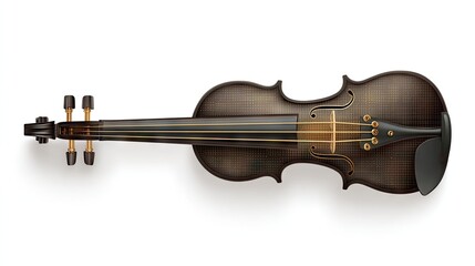 Fototapeta premium Top view of a dark violin with gold accents.