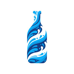Abstract Water Bottle Splash Vector Illustration