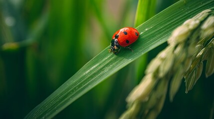 Ladybug on grass blade