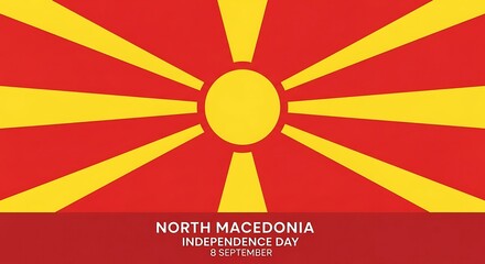 North Macedonia Independence Day Celebration with Abstract Geometric Design and Vibrant Colors