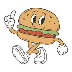 Retro Burger Mascot Illustration