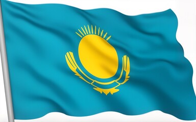 Smooth Flowing Kazakhstan Flag Captured in Motion. High quality
