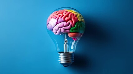 Brain in Lightbulb with Idea Concept.