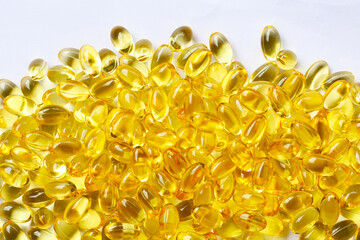 Softgel capsules of Vitamin D3 supplements, commonly used to support bone health, immunity, and overall wellness.