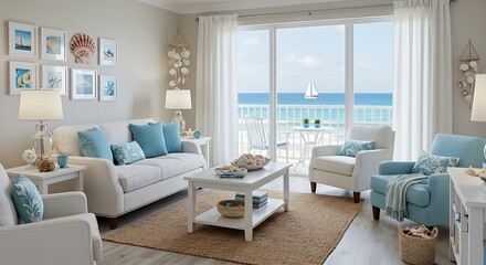 Coastal Home Design Beachfront Living Room Interior