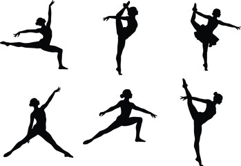 Ballet dancer silhouette, ballerina pose vector, dance performance art, graceful movement illustration, classical ballet position, artistic gymnastics figureelegant dance posture,