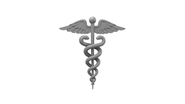 Caduceus Symbol with Winged Staff and Twin Serpents: A Mythological Emblem of Hermes Often Misused in Medical Contexts