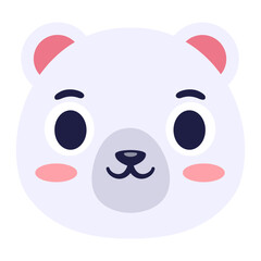 Cute Polar Bear Flat icon in cartoon plastic style minimal isolated on transparent white background	