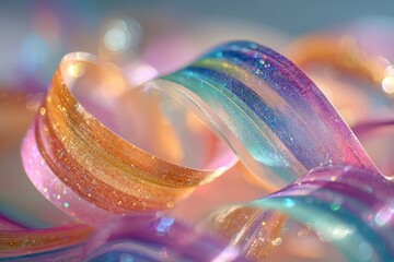 Colorful Glitter Ribbons Shimmering in Soft Light, Perfect for Crafting, Decorations, Scrapbooking, and Celebrations to Add Brightness and Joy to Any Project