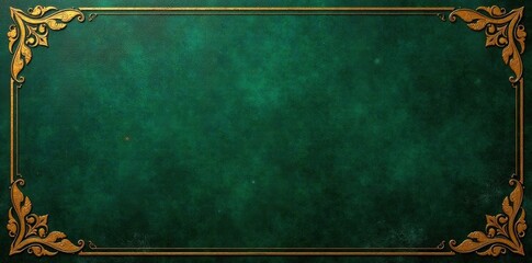 Dark green leather, gilded arabesque calligraphy, floral corners, premium, cover