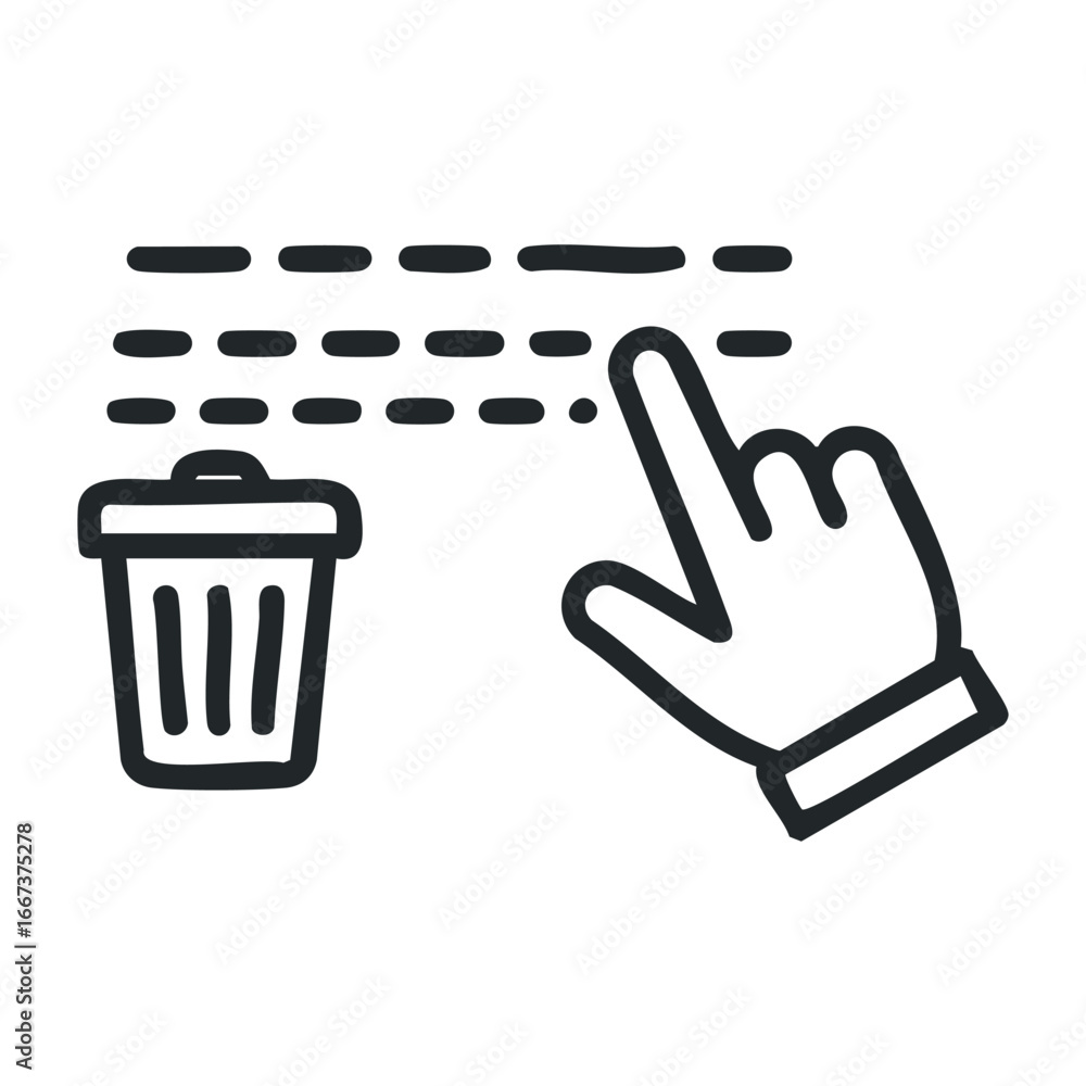Poster deleting digital content user interaction with trash bin icon online environment graphic design conc