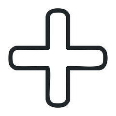 Fototapeta premium Creative plus sign design in minimalist style digital art modern environment abstract viewpoint. Vector outline illustration