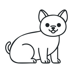 Obraz premium Playful illustrated cat sitting in a cozy home minimalist design cute art style. Vector outline illustration